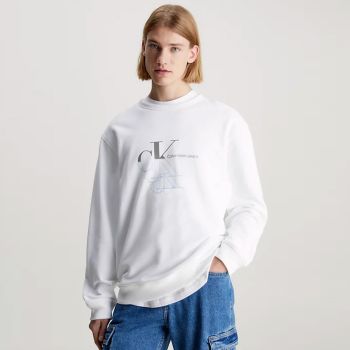 Calvin Klein Monogram Logo Sweatshirt - Blanc