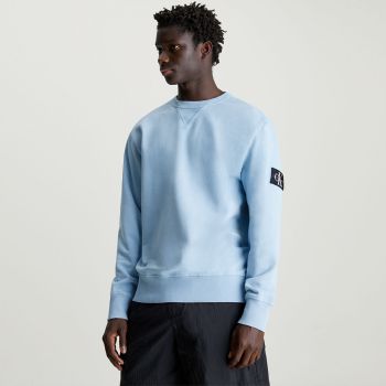 Calvin Klein Sweatshirt mit Logo-Plakette - Hellblau