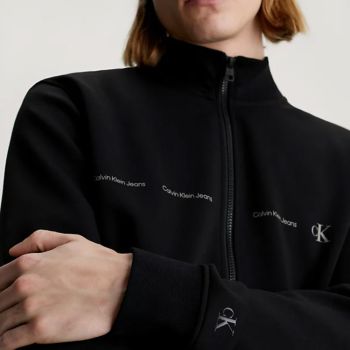 Calvin Klein Jersey-Jacke mit Reißverschluss - Schwarz