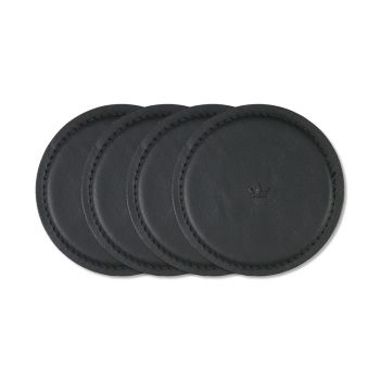 Dutchdeluxes set of 4 leather coasters black