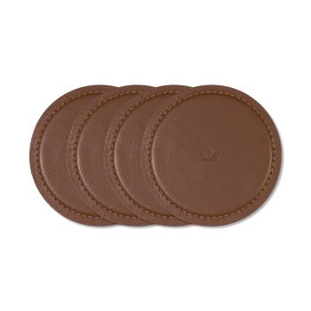 Dutchdeluxes set of 4 leather coasters brown