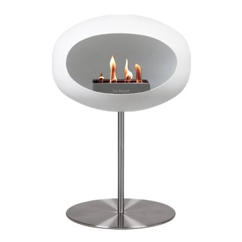 Le Feu Bio Fireplace White Ground Steel Low - Stainless Steel