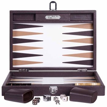 Hector Saxe Leather Backgammon - Chocolate