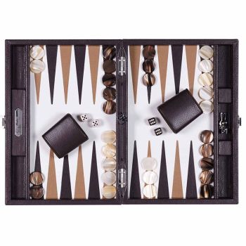 Hector Saxe Leather Backgammon - Chocolate