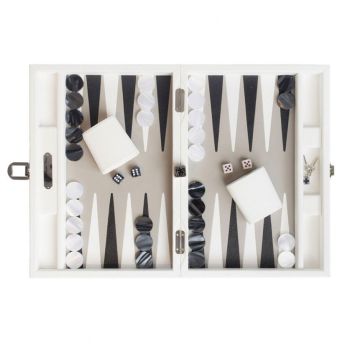 Hector Saxe Leather Backgammon - White