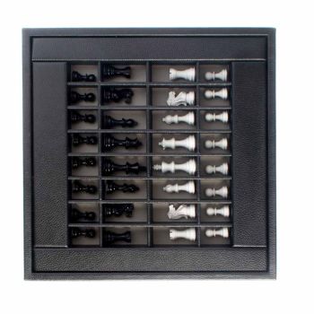 Hector Saxe Leather Chess Set - Black