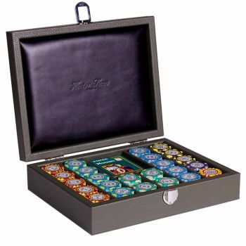 Hector Saxe Leather Poker Set - Khaki