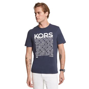 Michael Kors Newsprint Logo T-Shirt - Marineblau