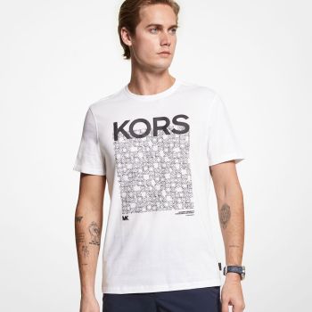 Michael Kors Newsprint Logo T-Shirt - White
