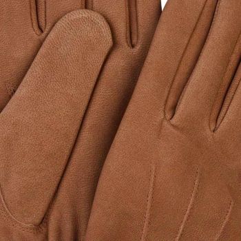 Profuomo Nubuck Lederen Handschoenen - Camel