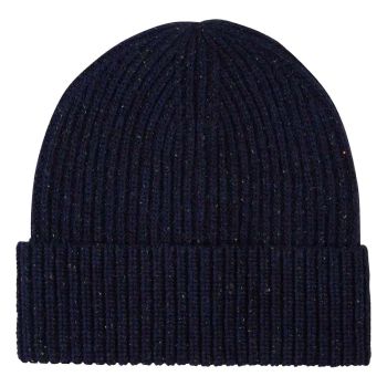 Profuomo Donegal Wool Knitted Hat - Navy