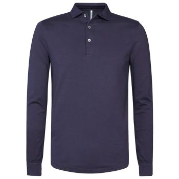 Profuomo Langarm-Poloshirt - Marineblau