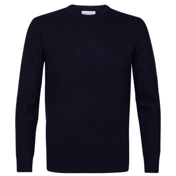 Profuomo Woolen Ribbed Pullover - Navy