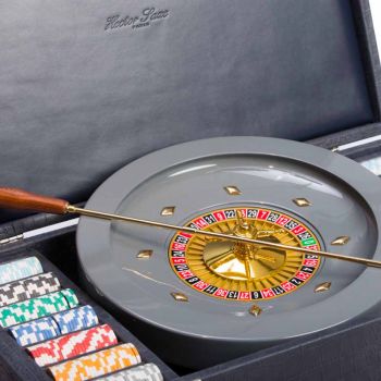 Hector Saxe Leather Roulette Set - Grey