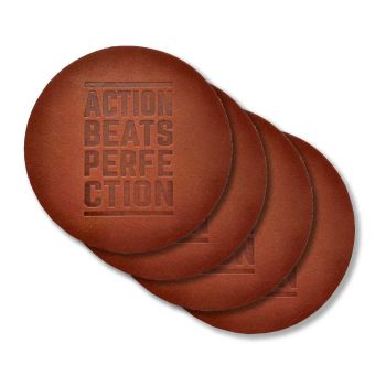 leather coasters cognac set of 4 action beats perfection