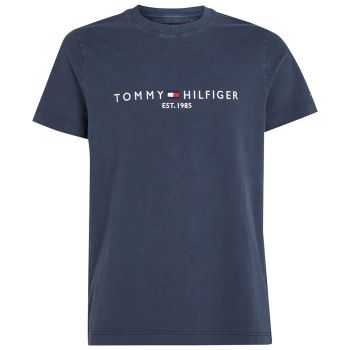Tommy Hilfiger Logo T-Shirt Teint En Plongée - Marine