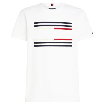 Tommy Hilfiger T-shirt Drapeau À Bandes En Gros-grain - Blanc