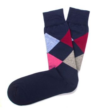 Tresanti cotton socks navy checkered red