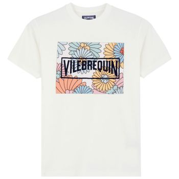 Vilebrequin T-shirt Marguerites Flocked Vilebrequin Logo - Cremefarbene