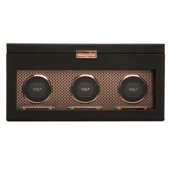 WOLF Axis Triple Watch Winder With Storage - Copper