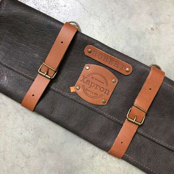 Xapron Utah Choco leather knife roll - 5 knives