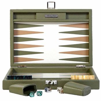 Hector Saxe Backgammon in Pelle - Kaki
