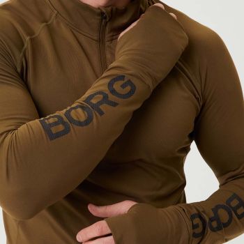 Björn Borg Borg Midlayer Met Halve Ritssluiting - Donker Olijfgroen