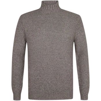 Profuomo Boiled Woolen Mockneck Pullover - Light Brown