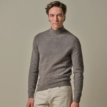Profuomo Pullover a collo alto in lana cotta - Marrone chiaro