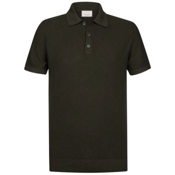 Profuomo Cotton Linen Polo - Dark Brown