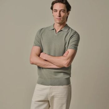 Profuomo Polo Basique Luxe À Col Ouvert - Vert