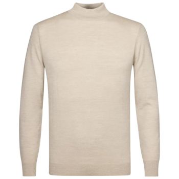 Profuomo Merino Woolen Mockneck Pullover - Beige