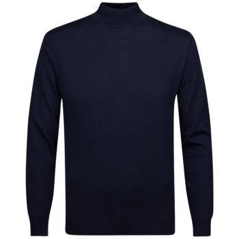 Profuomo Merino Woolen Mockneck Pullover - Navy