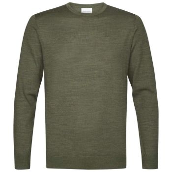 Profuomo Merino Woolen Crewneck Pullover - Dark Green
