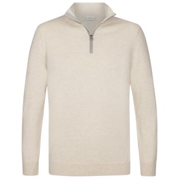 Profuomo Wool Blend Half Zip Pullover - Dark Beige