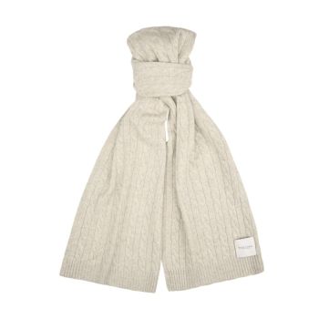 Profuomo Uld kabelstrikket tørklæde - Beige