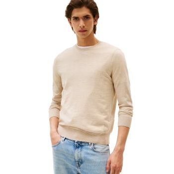 Tommy Hilfiger Pull En Laine Mérinos - Beige