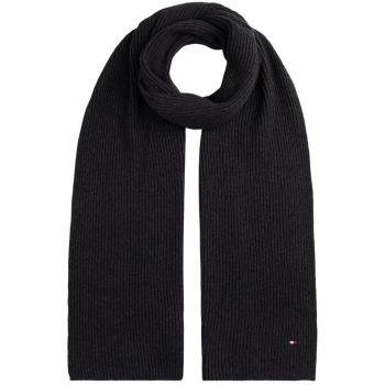Tommy Hilfiger Ribbed Flag Scarf - Charcoal Grey