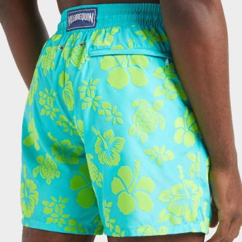 Vilebrequin Badshorts i sammet med flockade blommor - Grön