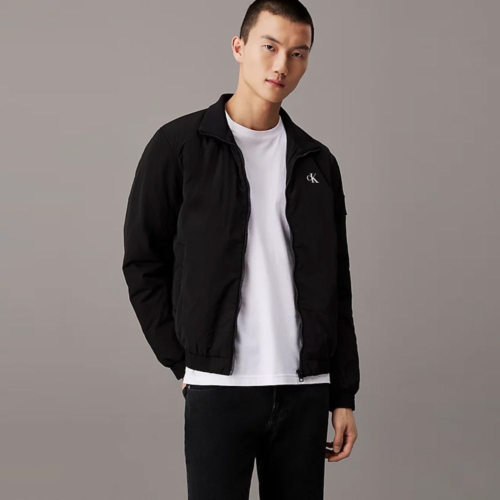 Calvin Klein Gewatteerd Nylon Jas Met Rits Zwart
