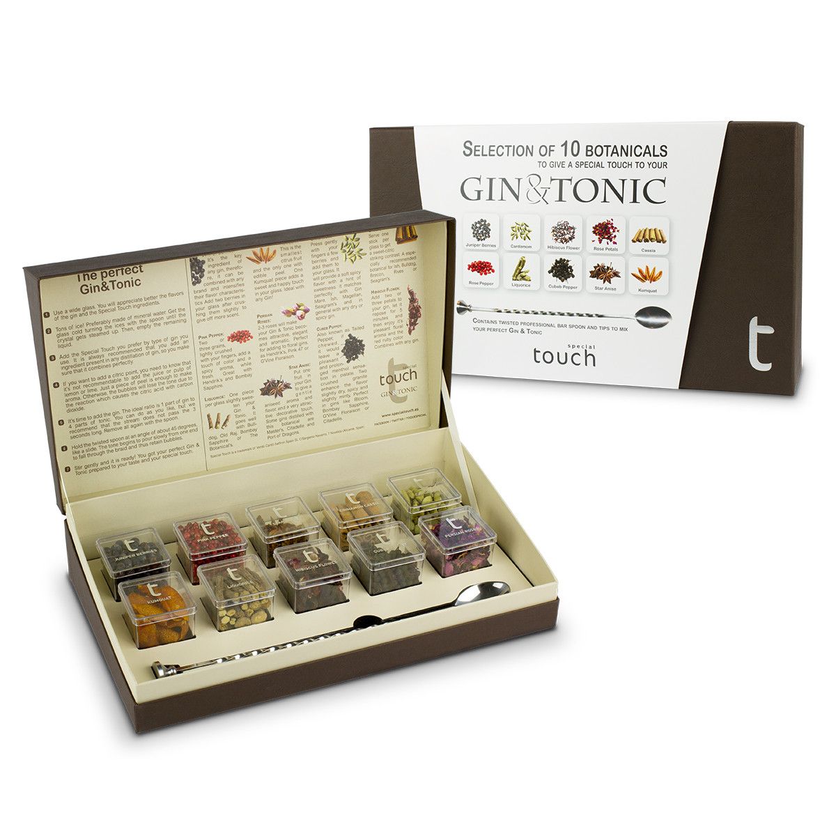 Gin \u0026 Tonic botanicals set with bar spoon, image size:1200x1200
