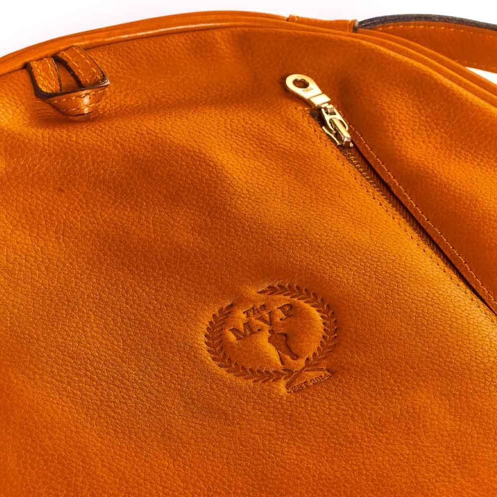 Sac De Tennis Vintage En Cuir Et Toile Marron - Style Rétro, état Comme Neuf