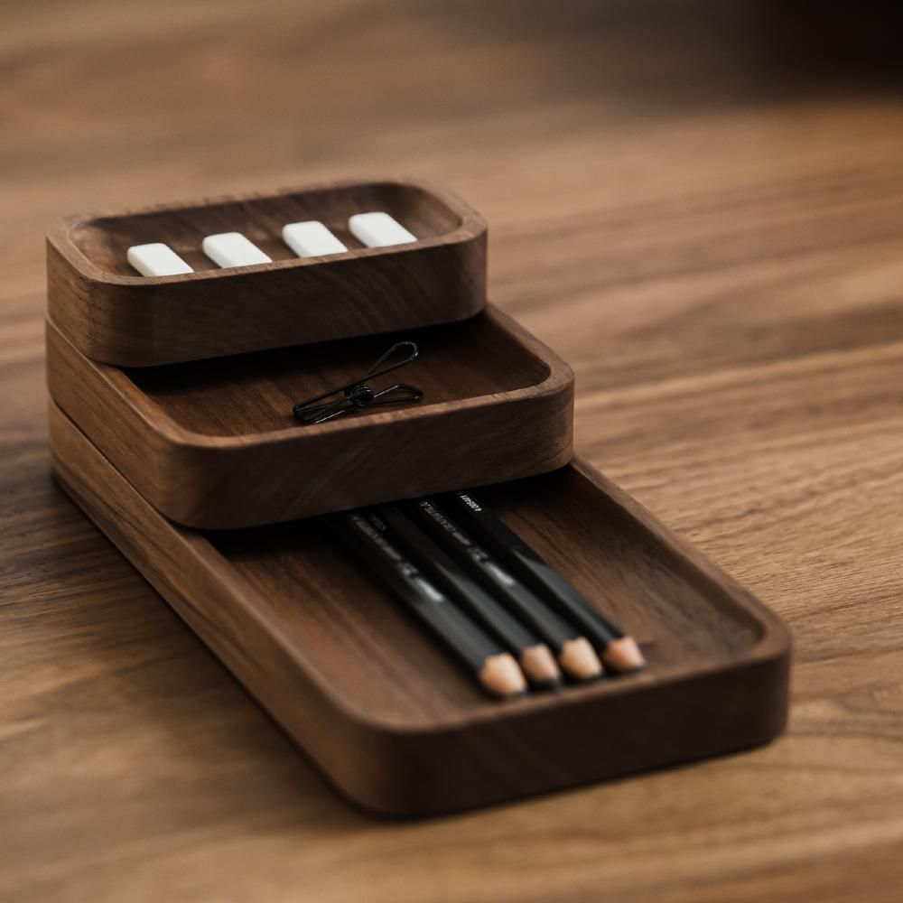 Oakywood Catchall Tray Mini Bundle Organizers - Walnut