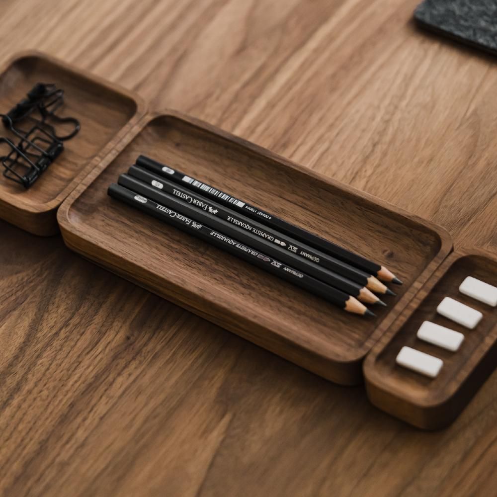 Oakywood Catchall Tray Mini Bundle Organizers - Walnut
