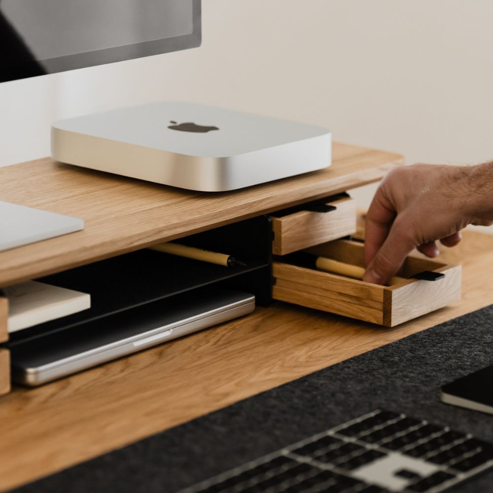 ybaymy Boekenkast voor het bureau, 3 etages, monitorstandaard, groot, hout en metaal, bureau-organizer, verstelbaar, perfecte plankorganizer voor kantoor, thuis, werkkamer, slaapzaal