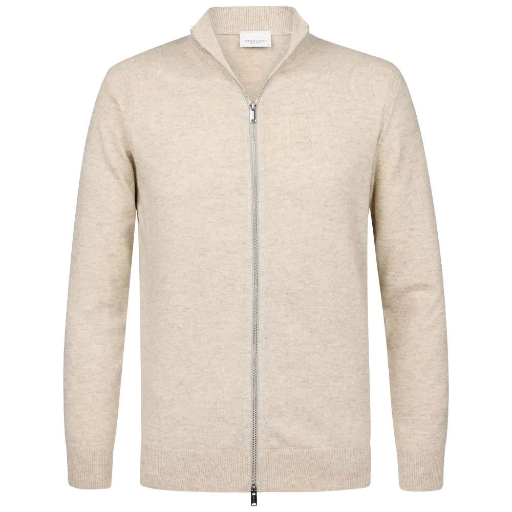 Profuomo Full Zip Cardigan Beige