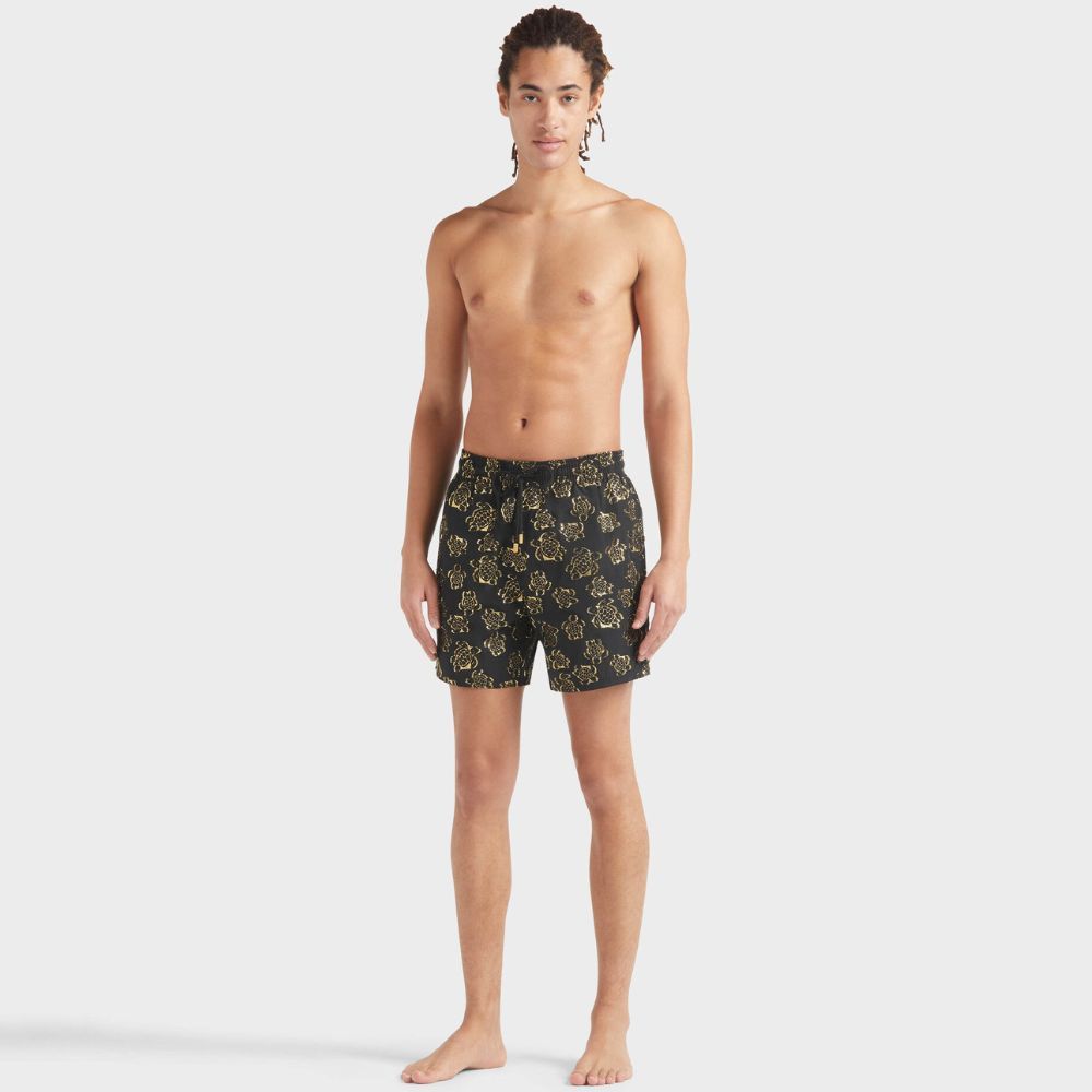 Vilebrequin Swim Shorts Jacquard Turtles - Black
