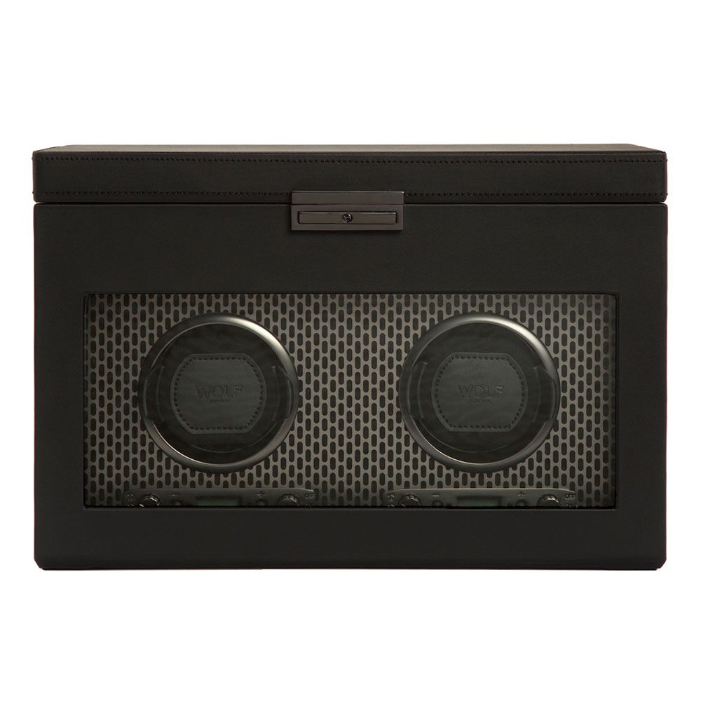 WOLF Axis Double Watch Winder With Storage Powder Coat