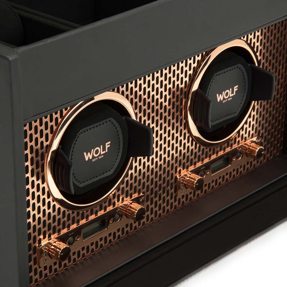 WOLF Axis Double Watch Winder With Storage Copper