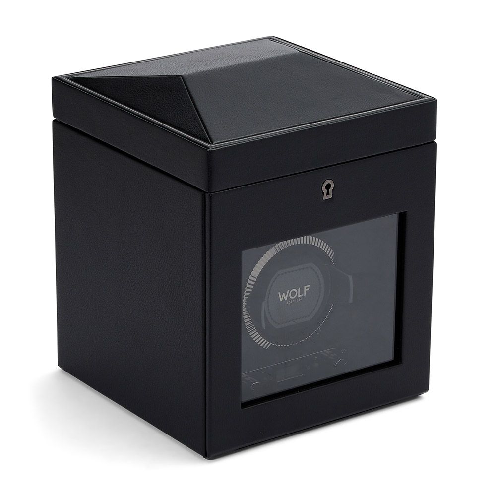 WOLF Carica orologi singolo British Racing con custodia - Nero WOLF Carica orologi singolo British Racing con custodia - Nero